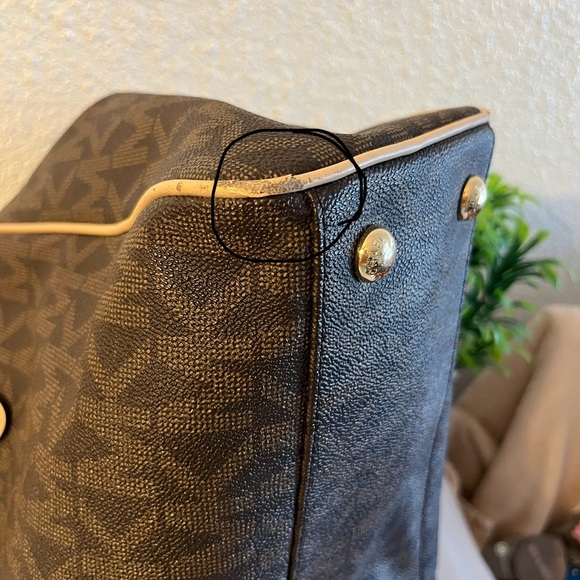 Michael Kors Dark Brown and Tan Logo Tote - Picture 14 of 16